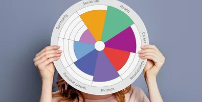 A circular diagram representing the wheel of life self-assessment tool