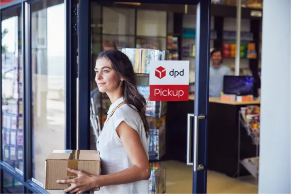 woman picking up parcel