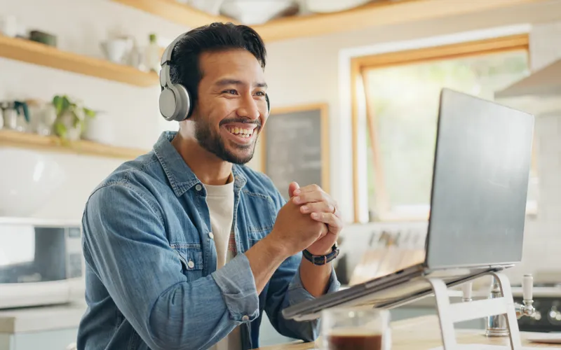 Man with headphones on