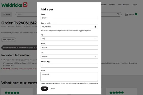 Step 10: Enter your pet's details