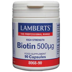 Lamberts Biotin Capsules 500mcg Pack of 90