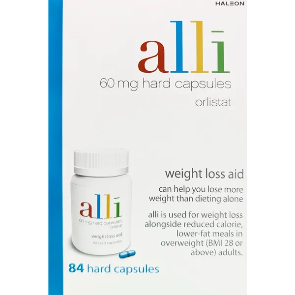 Box of 84 Alli Weight Loss Capsules front view
