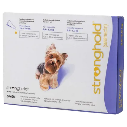 Stronghold Spot-On Solution for Dogs 2.6 - 5kg 30mg Pipettes Pack of 3