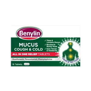 Benylin Mucus Cough & Cold All In One Relief Tablets Pack of 16