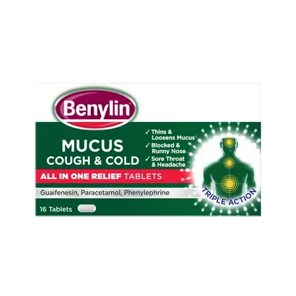 Benylin Mucus Cough & Cold All In One Relief Tablets Pack of 16