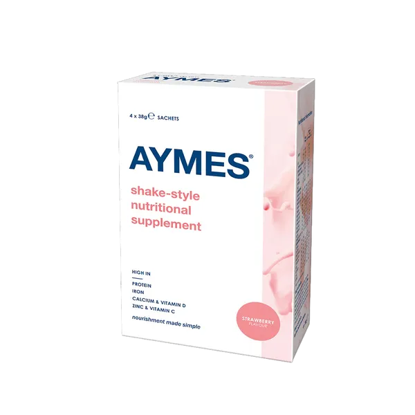 Aymes Powdered Shake Strawberry Flavour 4 x 38g Sachets
