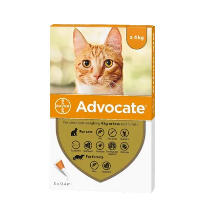 Advocate Small Cat under 4kg Pack of 3 Pipettes