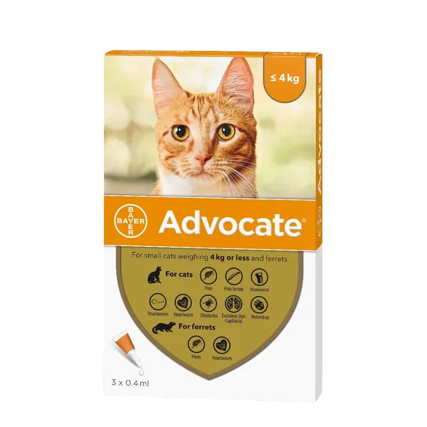 Advocate Small Cat under 4kg Pack of 3 Pipettes