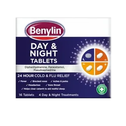 Benylin 24 Hour Cold & Flu Day & Night Tablets Pack of 16