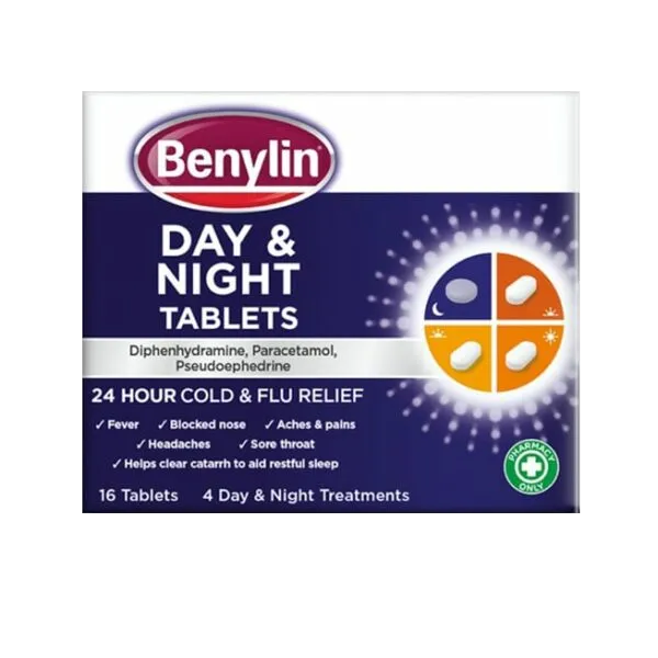 Benylin 24 Hour Cold & Flu Day & Night Tablets Pack of 16