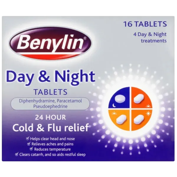 Benylin 24 Hour Cold & Flu Day & Night Tablets Pack of 16