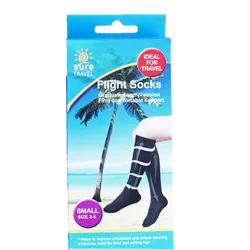 Sure Travel Flight Socks Black Small Size 3 - 5