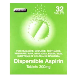 Aspirin Dispersible 300mg Tablets Pack of 32