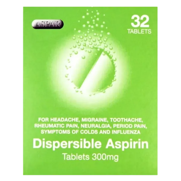 Aspirin Dispersible 300mg Tablets Pack of 32