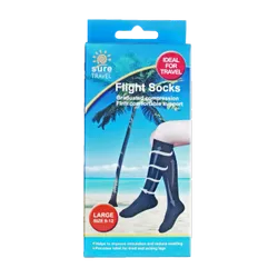 Sure Travel Flight Socks Black Large Size 9 - 12