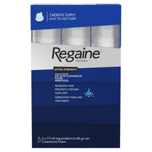 Triple pack of regaine foam for men front view