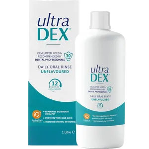 1 litre bottle of UltraDEX Daily Oral Rinse Unflavoured front view