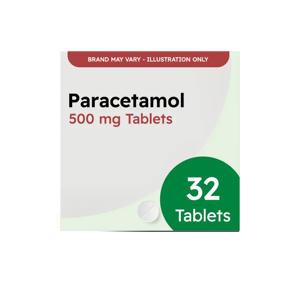 Pack of 32 Paracetamol 500mg front view