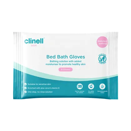 Clinell Skin Bed Bath Gloves Pack of 8