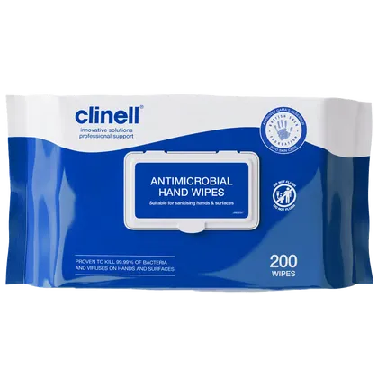 Clinell Antimicrobial Hand Wipes Pack of 200