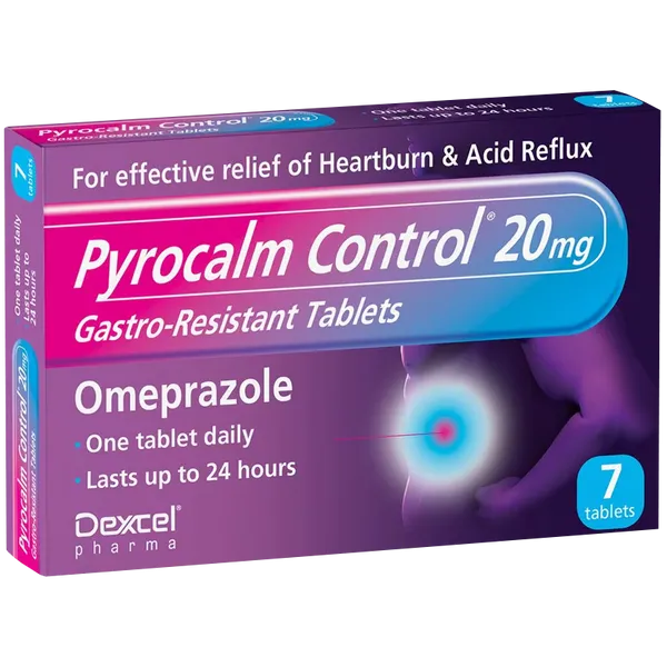 Pyrocalm Control Omeprazole 20mg Gastro-Resistant Tablets Pack of 7