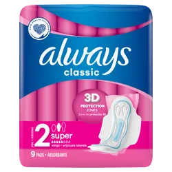 Always Classic Super Pads Size 2 Pack of 9