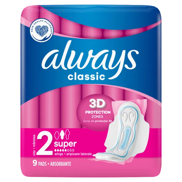  Always Classic 8 Nighttime Pads, Size 3 (Pack of 2