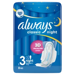 Always Classic Night Size 3 Pads Pack of 8