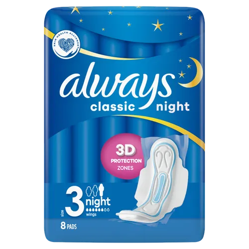 Always Classic Night Size 3 Pads Pack of 8