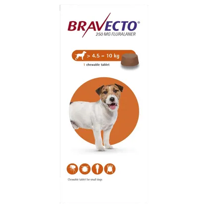 Bravecto 1 Tablet 250mg for Small Dogs 4.5 - 10kg