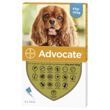 Advocate Medium Dog 4 - 10kg Pipettes Pack of 3
