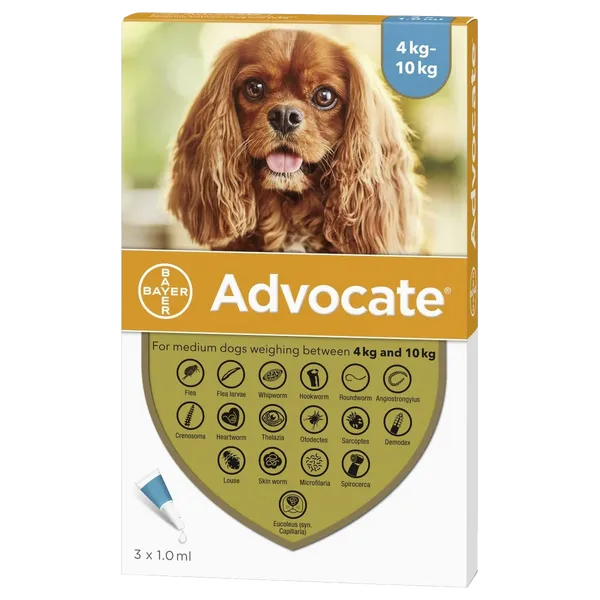 Advocate Medium Dog 4 - 10kg Pipettes Pack of 3
