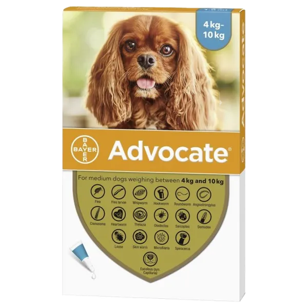 Advocate Medium Dog 4 - 10kg Pipettes Pack of 6