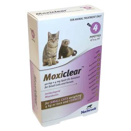 Moxiclear Small Cat & Ferret 0.4ml Pipettes Pack of 4