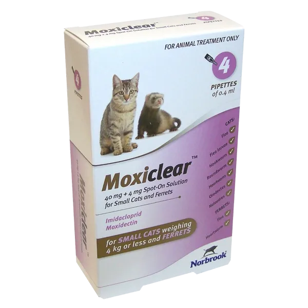 Moxiclear Small Cat & Ferret 0.4ml Pipettes Pack of 4