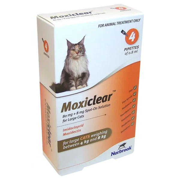Moxiclear Large Cat 4 - 8kg 0.8ml Pipettes Pack of 4