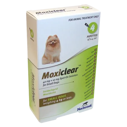 Moxiclear Small Dog <4kg 0.4ml Pipettes Pack of 4
