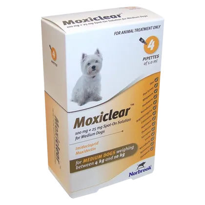 Moxiclear Medium Dog 4 - 10kg 1ml Pipette Pack of 4