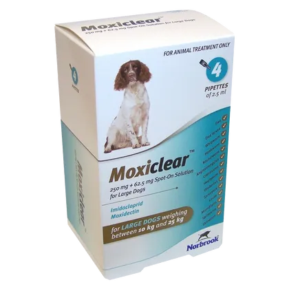 Moxiclear Large Dog 10 - 25kg 2.5ml Pipettes Pack of 4