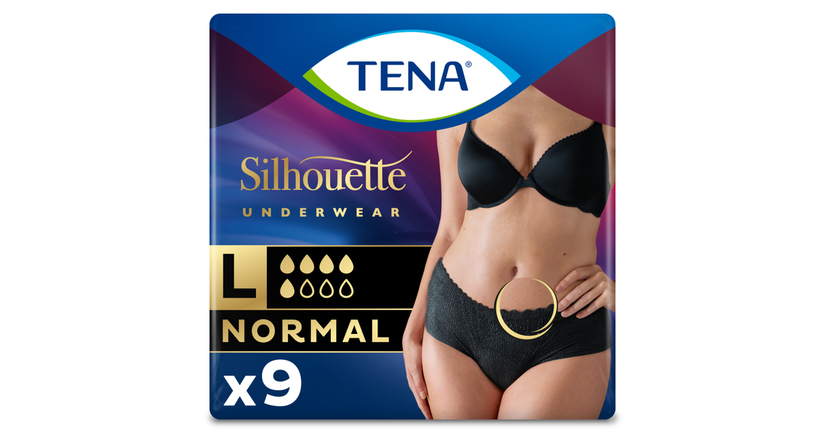 TENA Silhouette Noir Normal Underwear Large Pack of 9