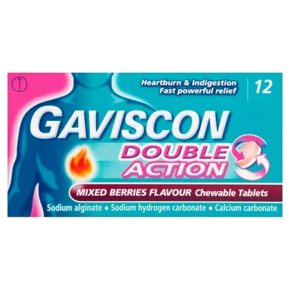 Gaviscon Double Action Mixed Berries Chewable Tablets Pack of 12