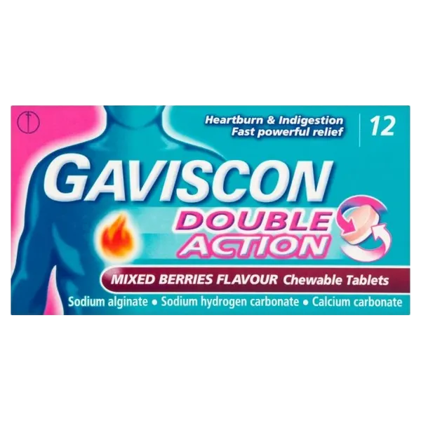 Gaviscon Double Action Mixed Berries Chewable Tablets Pack of 12