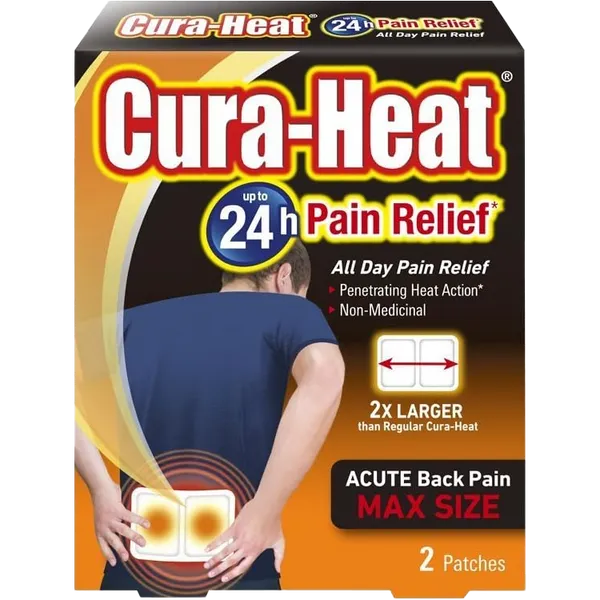 Cura-Heat Acute Back Pain Max Size Non-Direct Patches Pack of 2