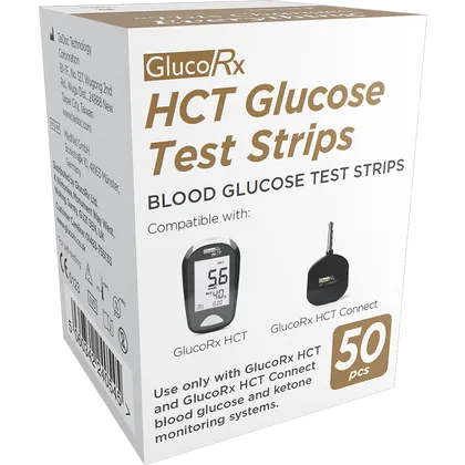 GlucoRx HCT Glucose Test Strips Pack of 50