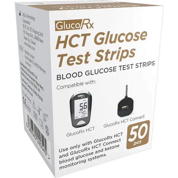 GlucoRx HCT Glucose Test Strips Pack of 50