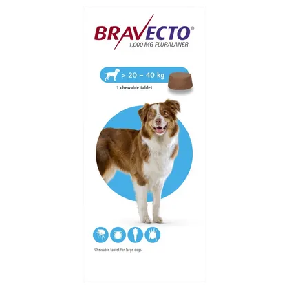 Bravecto 1 Tablet 1000mg for Large Dogs 20 - 40kg
