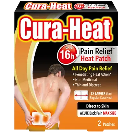 Cura-Heat Acute Back Pain Max Size Direct to Skin Patches Pack of 2