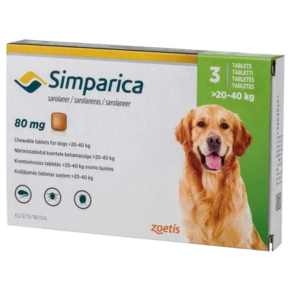 Simparica Chewable Tablets 80mg Pack of 3 (20-40kg)