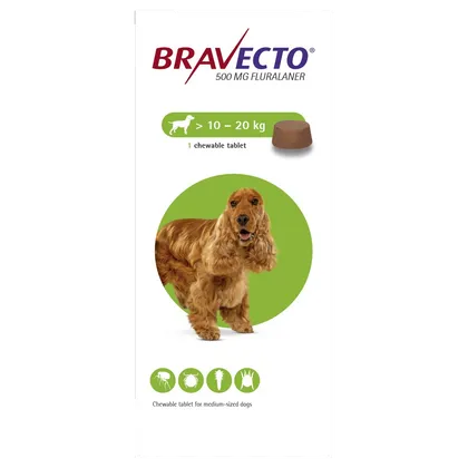 Bravecto 1 Tablet 500mg for Medium Dogs 10 - 20kg