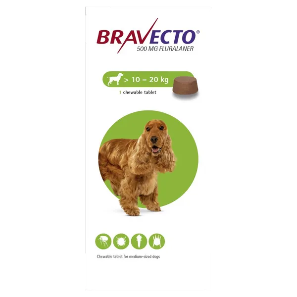 Bravecto Tablet 500mg for Medium Dogs 10 - 20kg